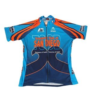 Squadra Cycling Jersey Adult L Blue Orange Black San Diego Full Zip Short Sleeve